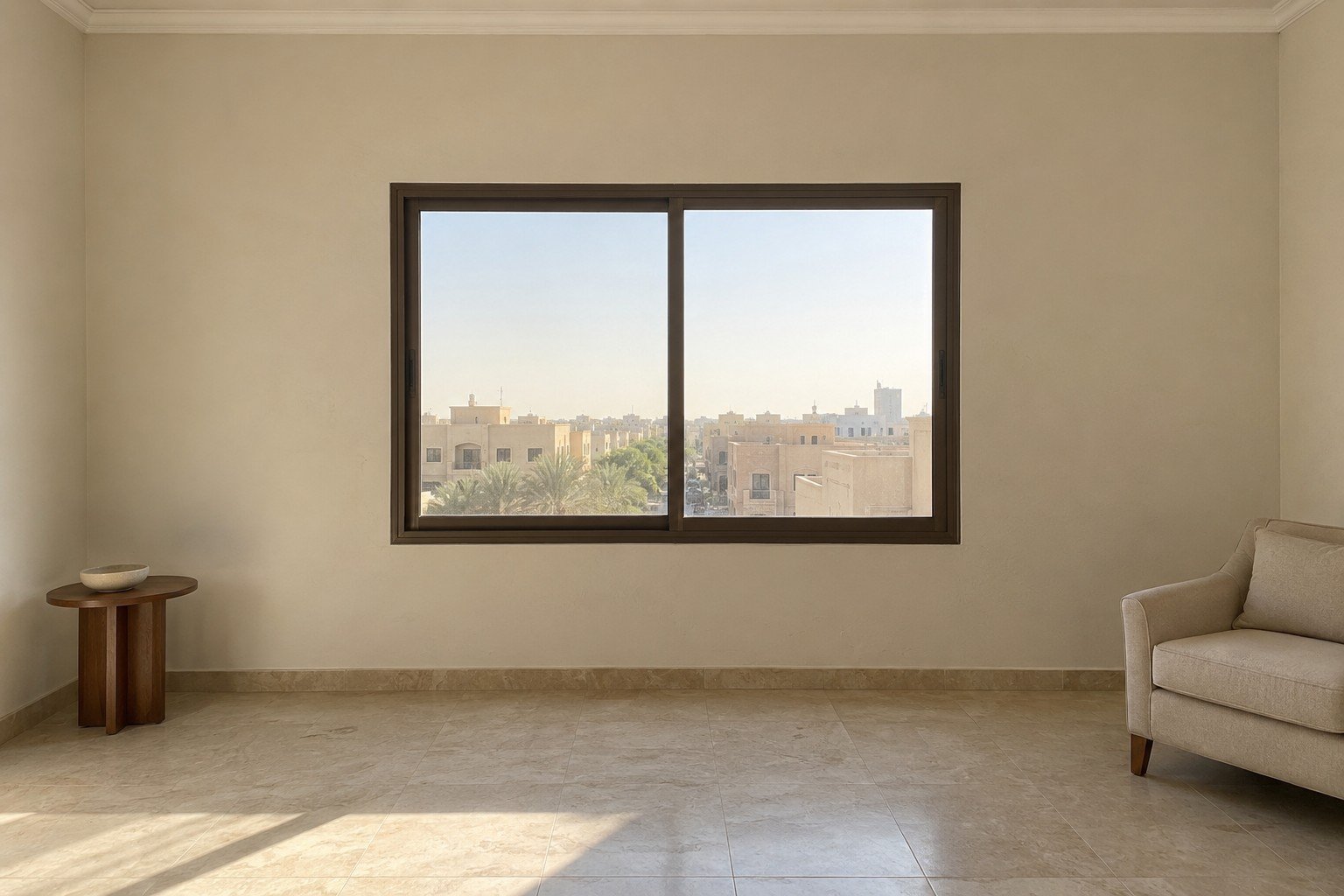 الغرفة قبل إضافة الستائر